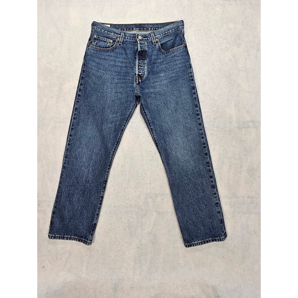 Levis 501 Premium Jeans Womens 32 X 25 Crop Straight Leg High-Rise Medium Blue